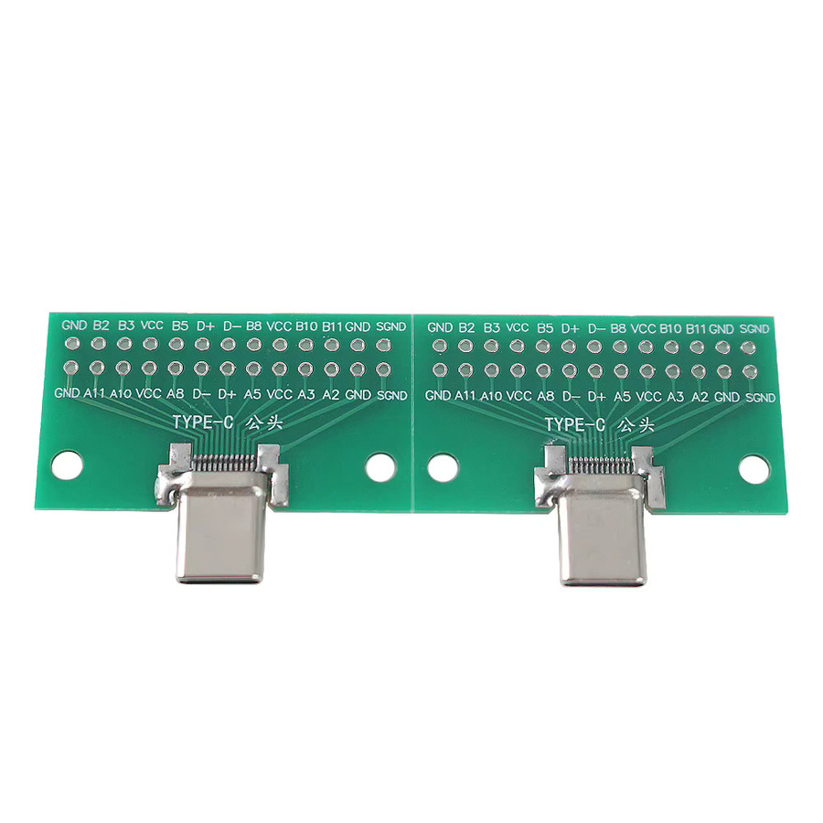 2er-Set USB 3.1 Typ-C Test PCB Board Adapter mit 24P Buchse und 2,54mm Stecker in Grün für Datenübertragung - Bild 2