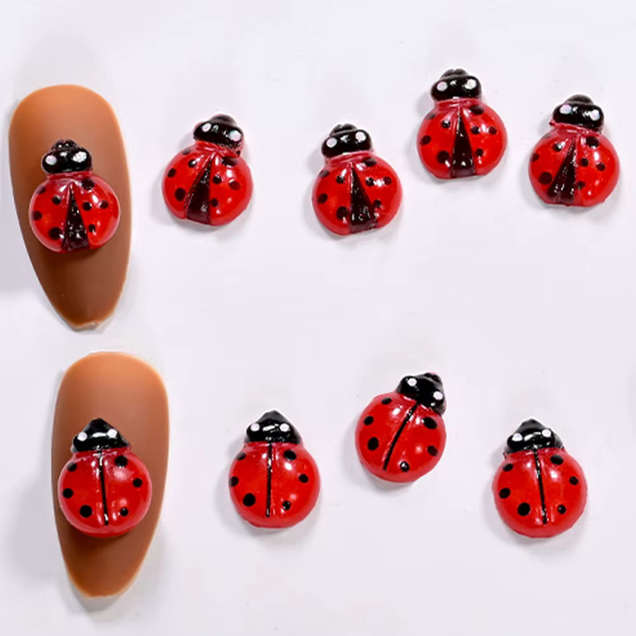 HotPress Nagelcharms, 50 Stück, Rote Marienkäfer, Harz, Glänzend, Unisex - Bild 5