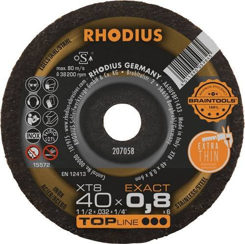 Rhodius XT8 EXACT MINI 207058 Trennscheibe für Edelstahl und Stahl, 50 Stück, Schwarz - Bild 1