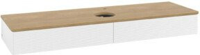 V&B Waschtischunterschrank Antao mit Frontstruktur, Wandhängend, Eiche Honig und Weiß Lack, B: 160 cm, T: 50 cm - Bild 1