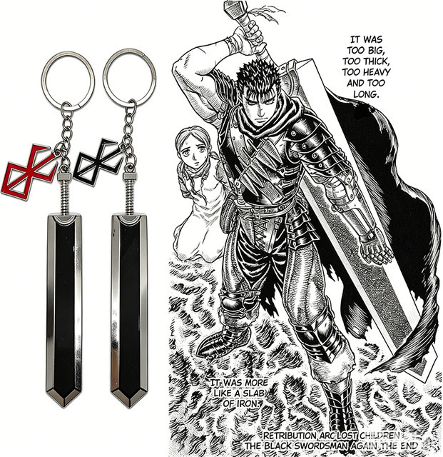 Schlüsselanhänger Berserk Guts Drachentöter-Schwert Griffith Opferzeichen, Metall, Unisex - Bild 1