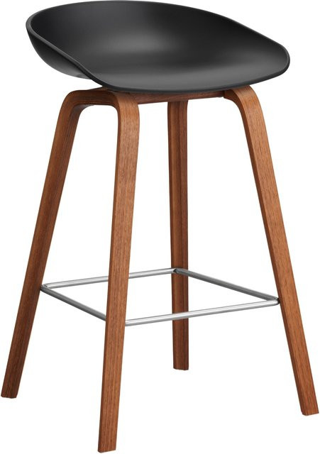 HAY About A Stool AAS 32 Hocker in Schwarz mit Eichenholz oder Walnussholz und Polypropylen - Bild 1