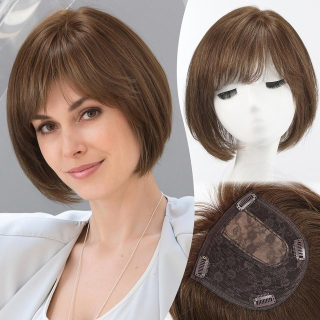 HAIRCUBE Echthaar-Topper, Braun, 25,4 cm, Damen - Bild 1