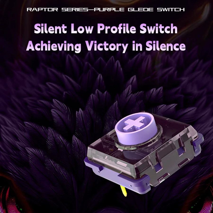 Kailh Purple Iris Silent Mini 1353 Low-Profile-Schalter, linear, 3-polig, für HITBOX MX mechanische Tastaturen, Farbe: Purple - Bild 2