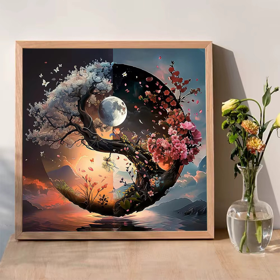 Evershine Diamant-Mosaik DIY Malset Mond und Baum Landschaft für Erwachsene in Multicolour - Bild 3