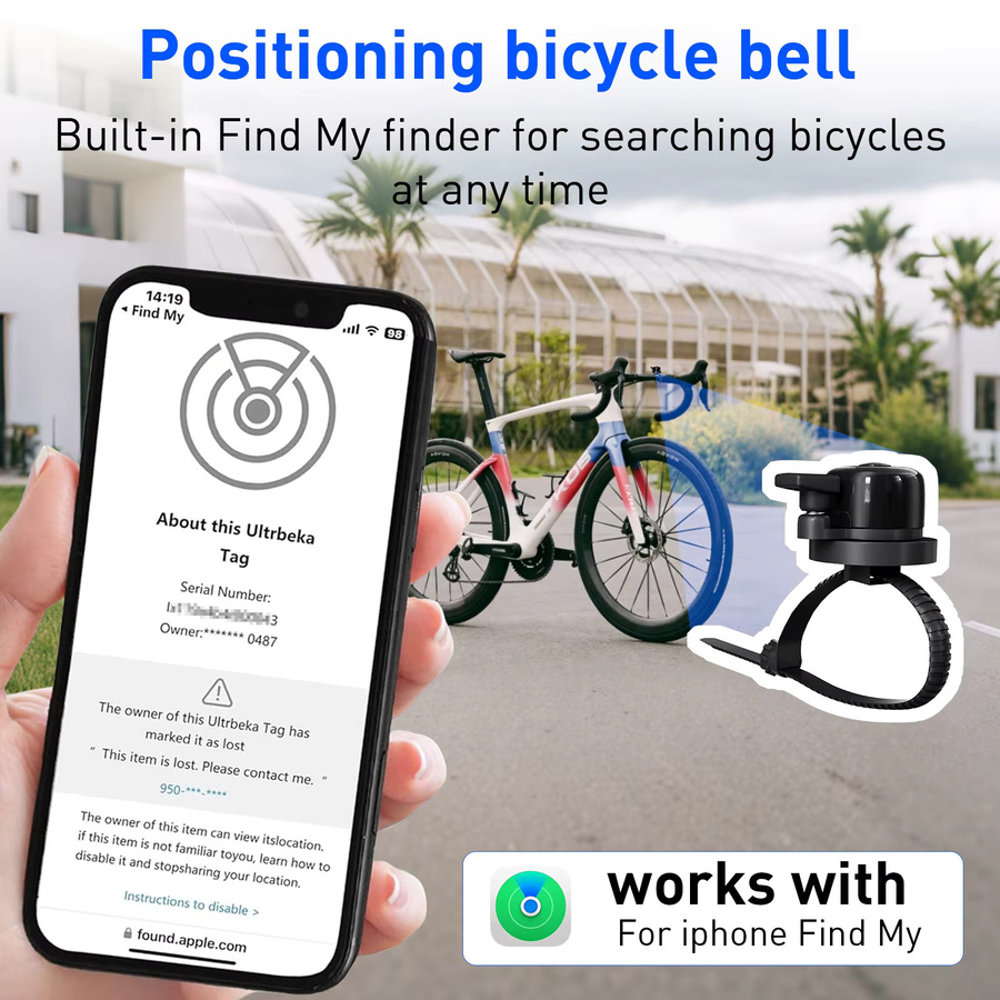 MOSON GPS-Fahrrad-Tracking-Glocke in Schwarz mit iOS Wo ist Funktion als Mini-Ortungsgerät für Diebstahlschutz und Haustier-Positionierung - Bild 3