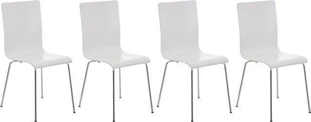 CLP 4er-Set Wartezimmerstühle PEPE Konferenzstühle mit Holzsitz und Metallgestell in Weiß - Bild 1