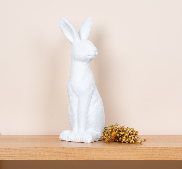BLUME2000 Osterdeko Hase in Weiß aus Beton und Fiberglas für den Tisch, Höhe: 42,0 cm, Breite: 16,7 cm, Tiefe: 1,0 cm - Bild 1