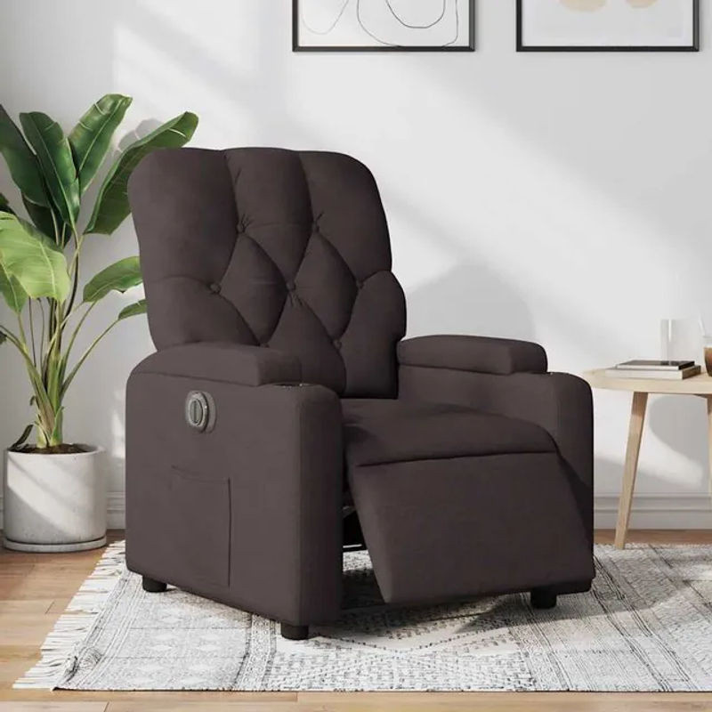 Vidaxl Elektrischer Relaxsessel in Braun mit Stoffbezug im klassischen Design - Bild 1