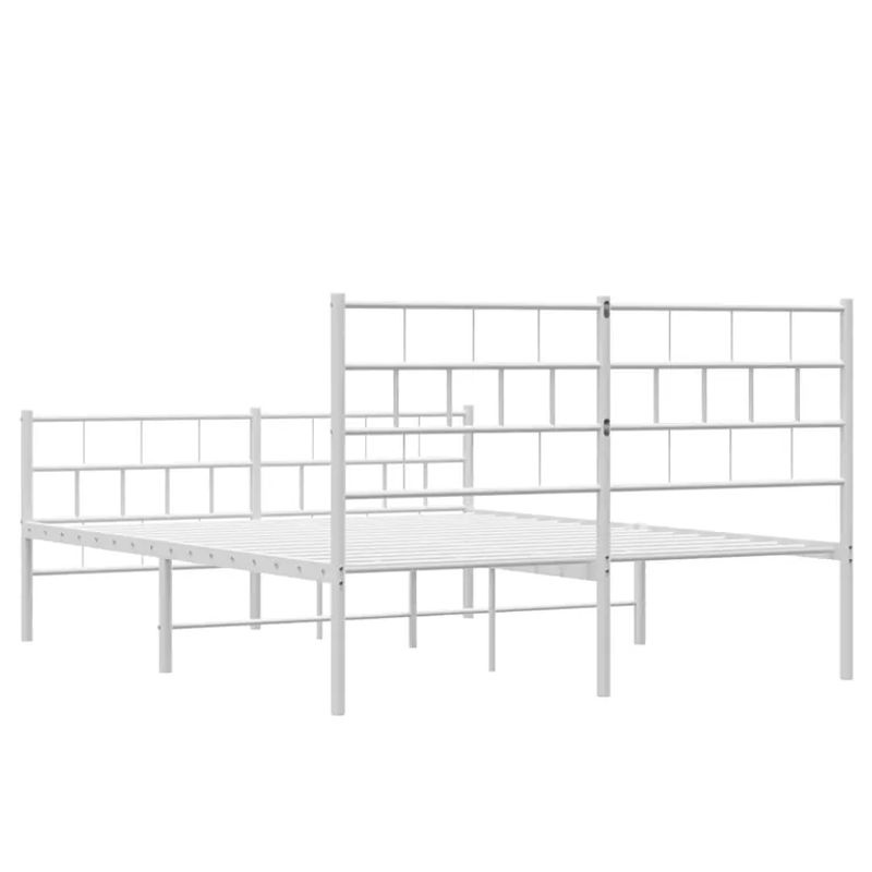 Vidaxl Metall-Bettgestell mit Kopfteil und Fußteil in Weiß, B/T/H: 150 x 200 cm - Bild 2