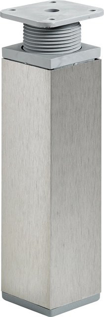 Hettich Möbelfuß Eckig in Edelstahl-Optik Silber, Höhe: 16,5 cm, B/T: 4,0 x 4,0 cm - Bild 1