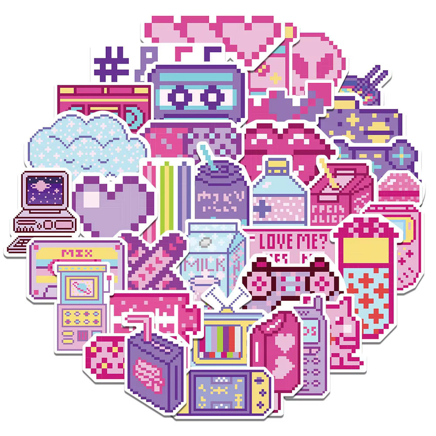 INS Pixel-Art-Aufkleber, Nachfüllpack, 50-teiliges Set, Bunt / Mehrfarbig - Bild 2