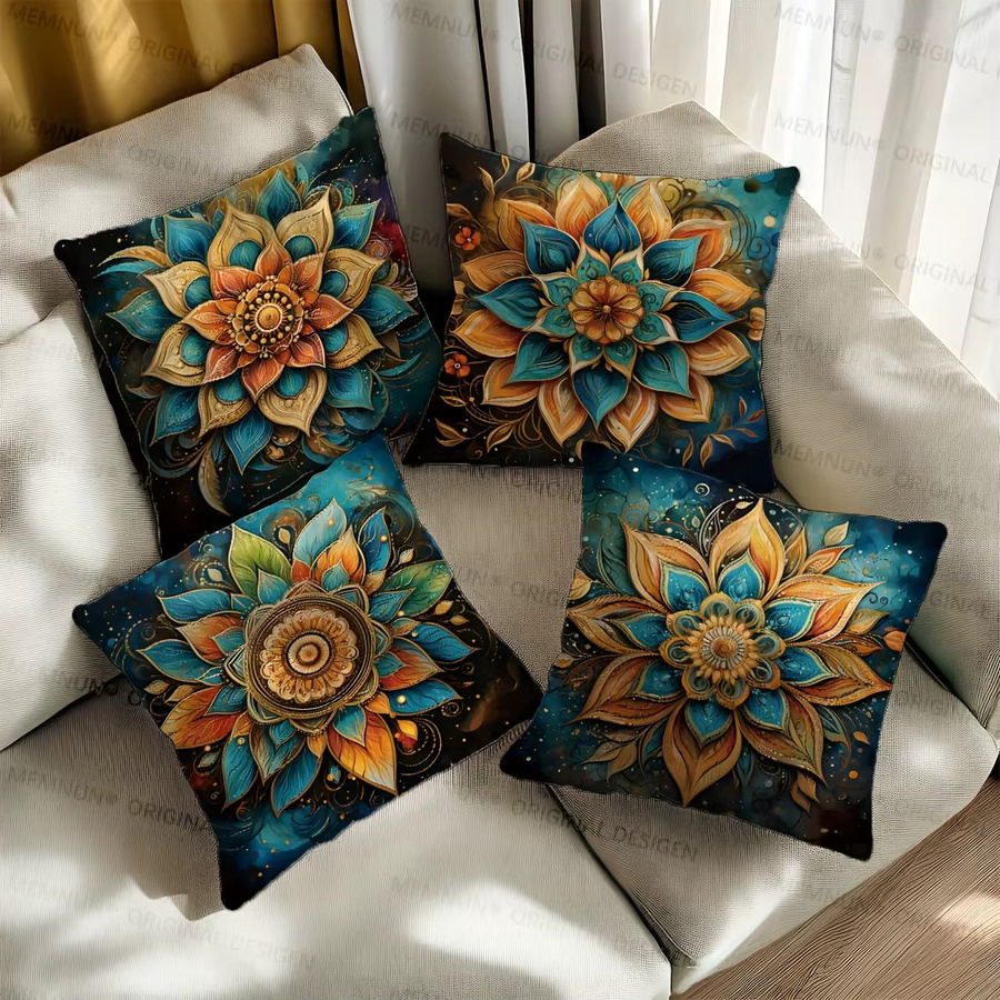 VIKAMA Mandala Kissenbezüge im orientalischen Stil, 4er Set, Mehrfarbig, B/H: 45 x 45 cm - Bild 2