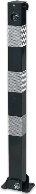 UvV Comfy Absperrpfosten Anthrazit aus Stahl, klappbar, Dreikant, feuerverzinkt mit weißer Reflexfolie, Höhe: 90 cm, Breite: 7 cm, Tiefe: 7 cm - Bild 1