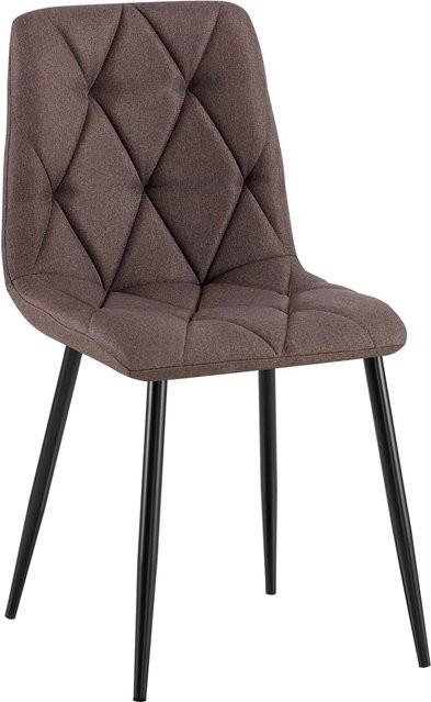 DELUKE Esszimmerstuhl DOFAR in Braun mit Samtbezug und Steppmuster, B/T/H: 45 x 55 x 85 cm - Bild 1