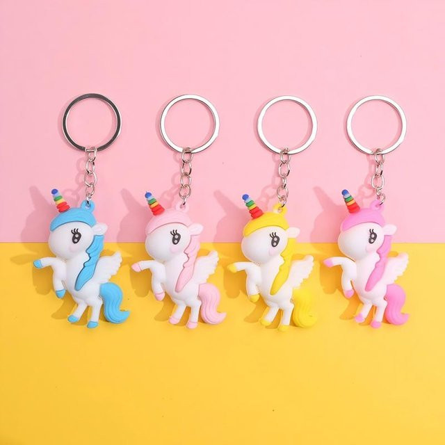 Schlüsselanhänger Einhorn, PVC, weiß, Kinder - Bild 1