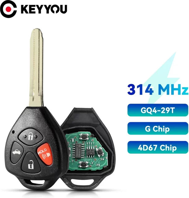 Keyyou 2er-Set Smart Autoschlüssel GQ4-29T mit 314MHz Transponder für Toyota Corolla in Schwarz - Bild 1