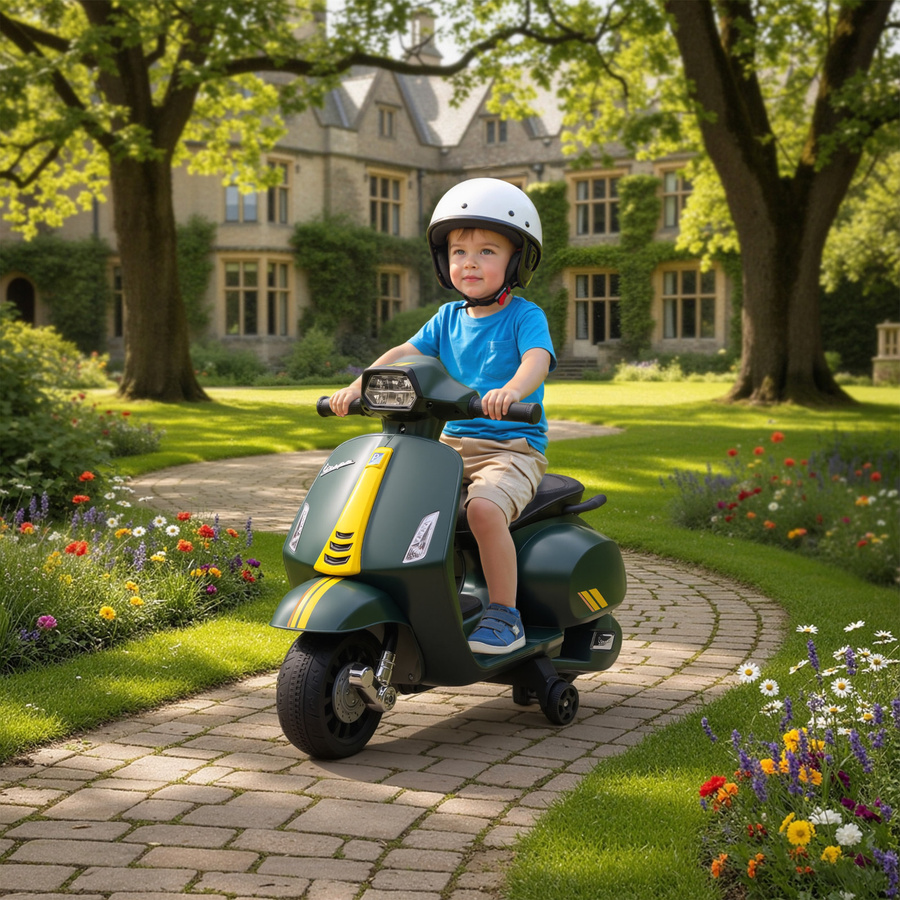 Aosom Vespa Kinder-Elektromotorrad, Dunkelgrün, ab 2 Jahren - Bild 2