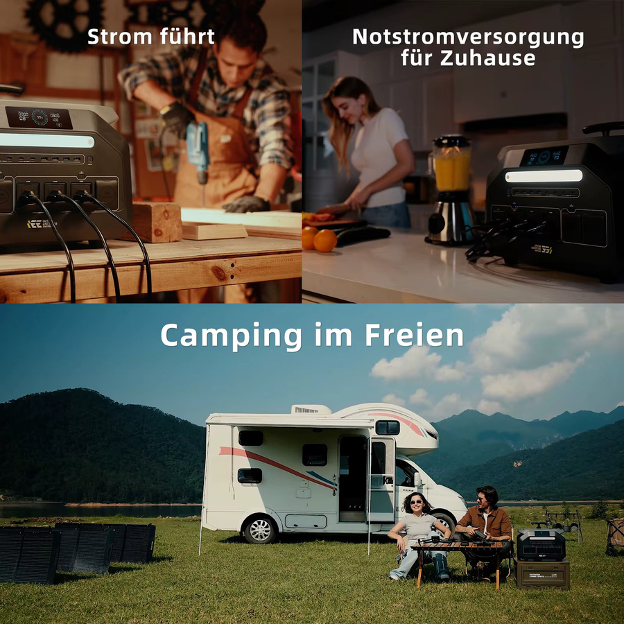 IEE P3200 Tragbare Powerstation Solargenerator mit 3200W Leistung und 2048Wh Kapazität LiFePO4 für Camping und Angeln - Bild 7