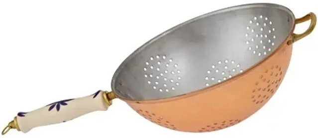 Ich-Zapfe Kupfersieb mit verzinnter Innenseite und Porzellangriff, Durchmesser: 17 cm - Bild 1