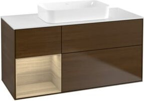 V&B Waschtischunterschrank Finion mit Wandbeleuchtung in Walnuss Furnier, Farbe Braun, B/T/H: 120 x 60 cm - Bild 1