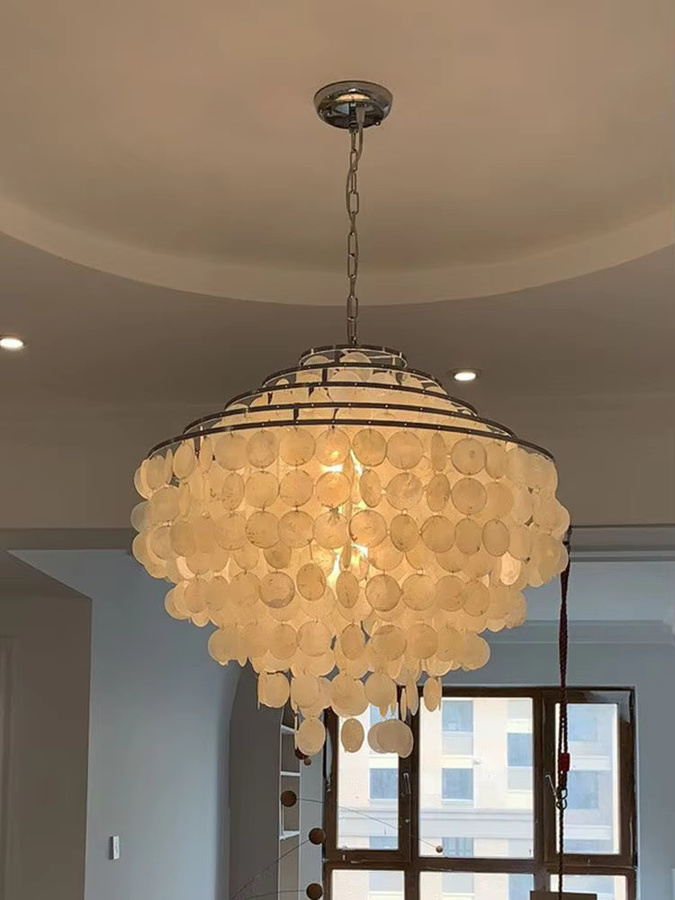 HomeLover Moderner Muschel-Kronleuchter aus Metall in Gold und Chrom für Wohnzimmer und Flur - Bild 3