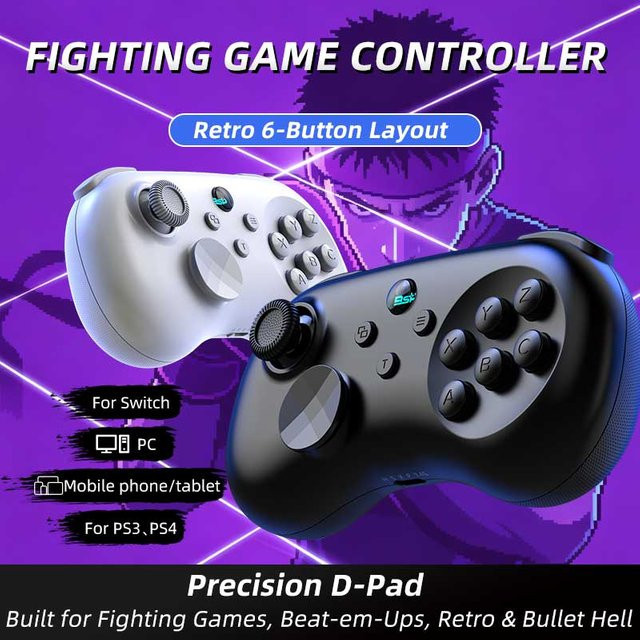 VILCORN Wireless Gamepad mit 6 Tasten und Retro-D-Pad für PC, Nintendo Switch und Android in Schwarz - Bild 1