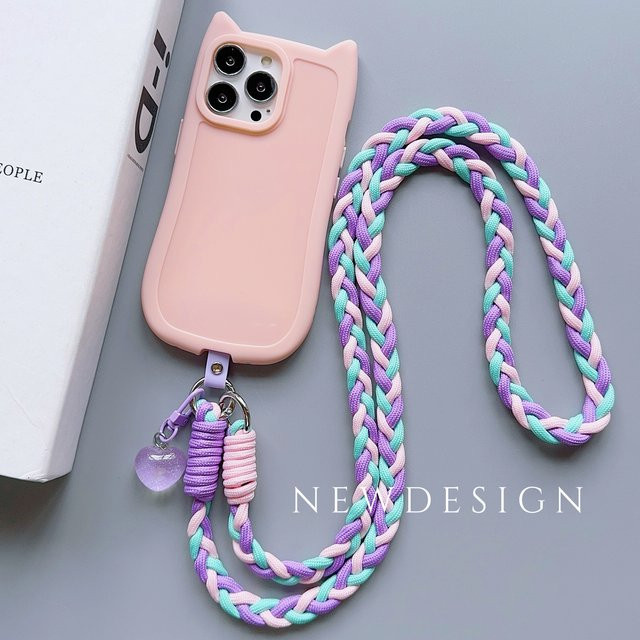 ZHANZHI Universal Handy Lanyard Crossbody mit Cartoon Anhänger in Gold und Multicolour für Unisex - Bild 1