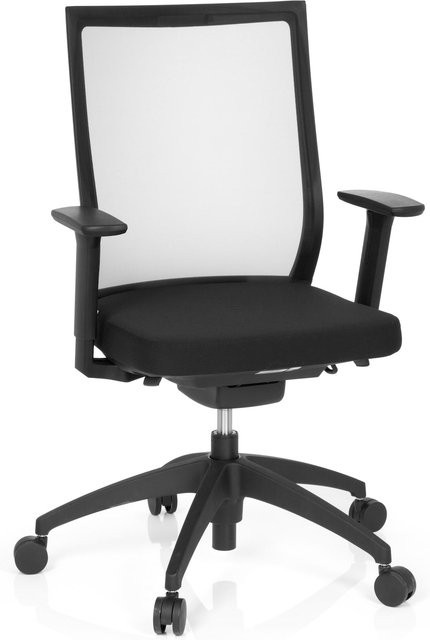 hjh OFFICE Profi Bürostuhl ASPEN in Schwarz mit Armlehnen aus Stoff und Netzstoff, höhenverstellbar - Bild 1