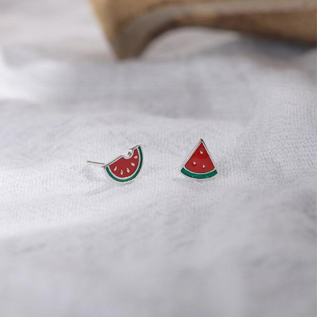 Lucky Star Jewelry Wassermelonen-Ohrstecker, Kupfer, Silber, Damen - Bild 1