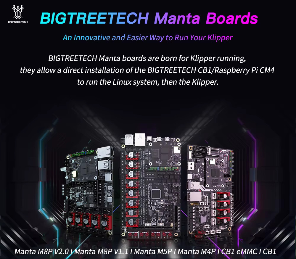 BIGTREETECH MANTA M8P M5P M4P 32bit Motherboard für Klipper und Marlin, kompatibel mit Raspberry Pi CM4, ideal für Voron und Ender 3 3D Drucker, Schwarz - Bild 2