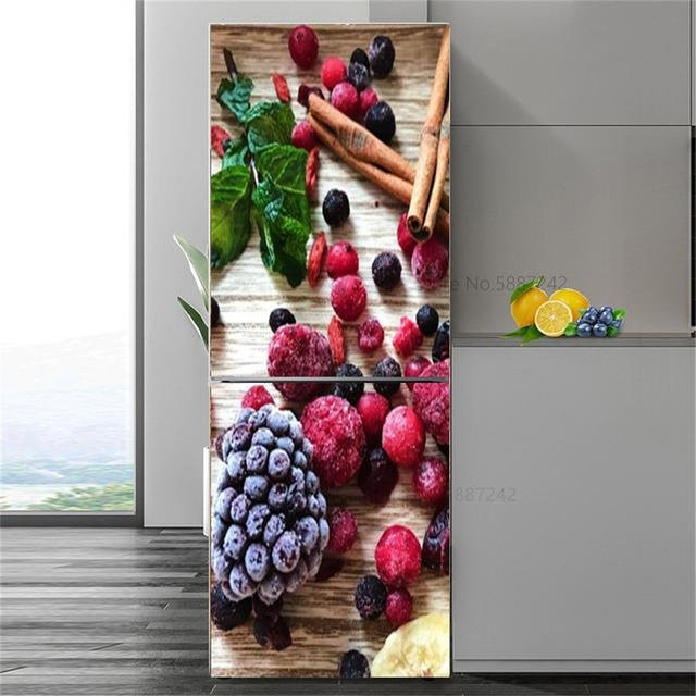 Selbstklebender Kühlschrank Aufkleber von Sticker House mit floralem Design in Multicolour, B/H: 40 x 120 cm - Bild 1