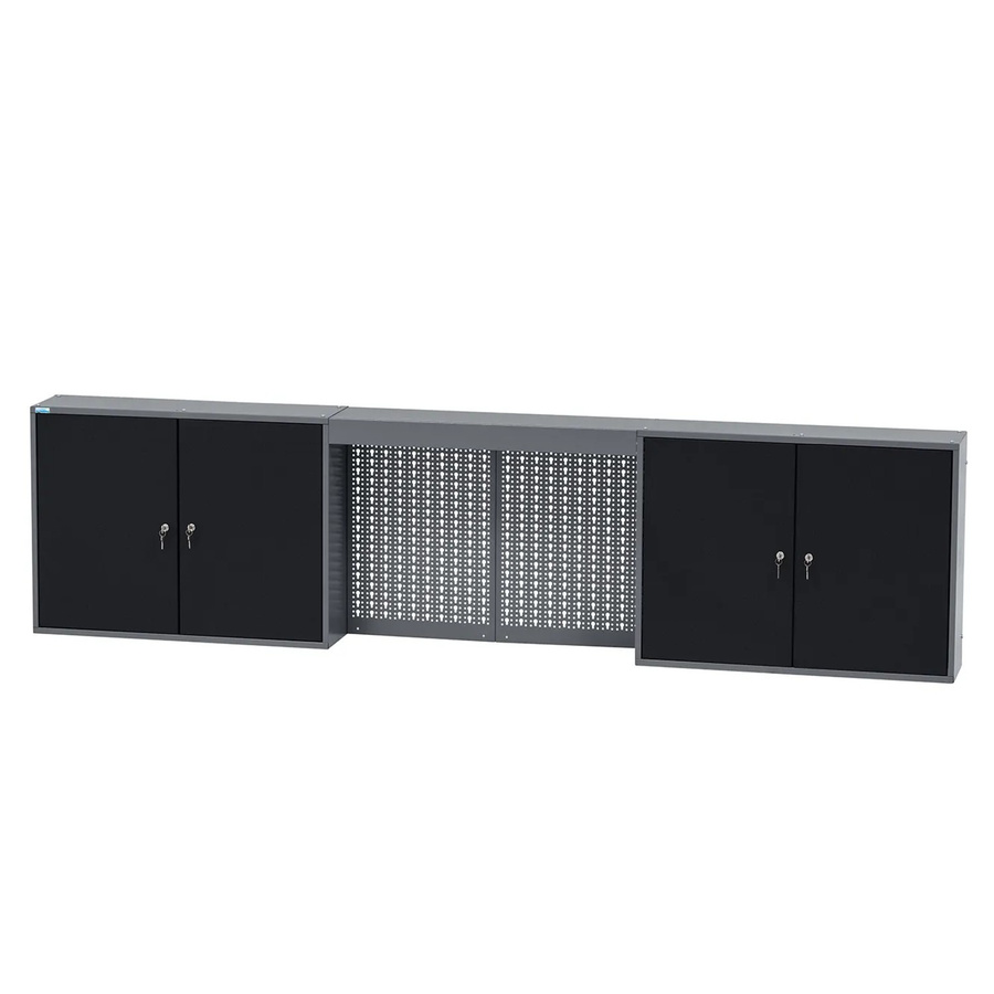 Küpper Hängeschrank 4-türig mit 4 Fachböden und Schloss in Schwarz-Hellgrau, B/H/T: 60 x 240 x 20 cm - Bild 2