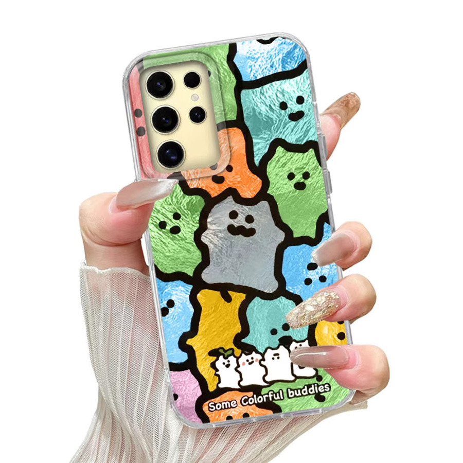 FunYudas Handyhülle mit buntem Katzen-Design und schwarzen Linien für Samsung Galaxy S24 S23 S22 S25 S21 S20 FE Ultra und Edge, mehrfarbig - Bild 5
