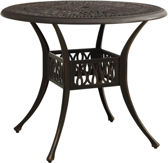 vidaXL Gartentisch aus Aluminiumguss in Bronze, runder Tisch für Garten und Terrasse, B/T/H: 90 x 90 x 74 cm - Bild 1