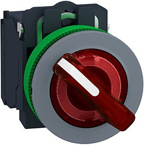 Schneider Electric XB5FK124M5C0 Leuchtwahlschalter in Rot und Grau aus Kunststoff mit IP69K Schutzart und bündigem Design - Bild 1
