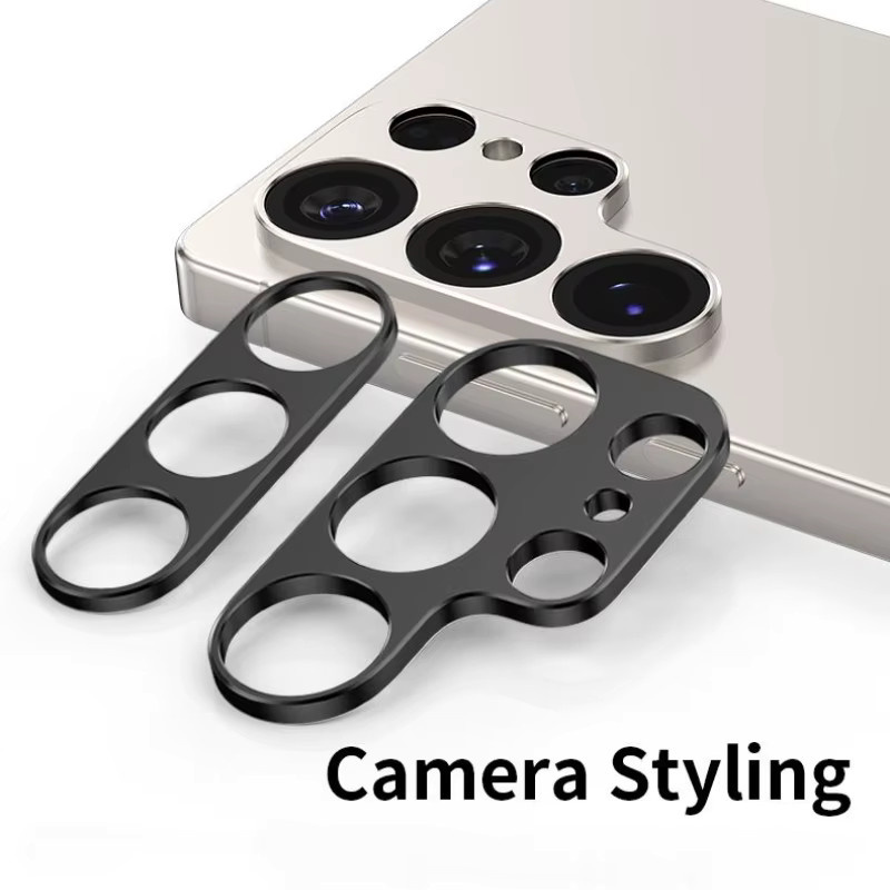 Aluminium Metall Objektiv Abdeckung und Displayschutzfolie für Samsung Galaxy S25 Ultra, S24 Ultra und S25 Plus in Schwarz - Bild 4