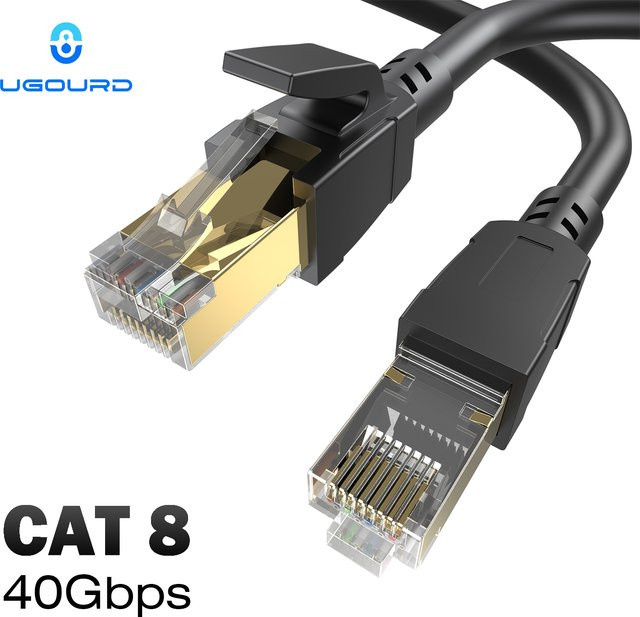 UGOURD Cat8 Ethernet-Kabel SFTP RJ45 LAN-Patchkabel Schwarz 2000 MHz 40 Gbit/s - Bild 1