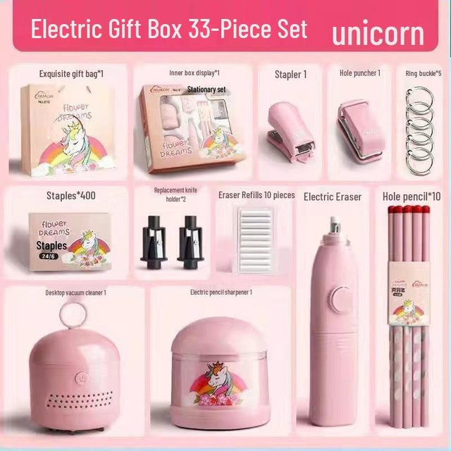 Elektrisches Schreibwaren-Geschenkset von Chose One in Pink für Mädchen zum Schulanfang - Bild 1