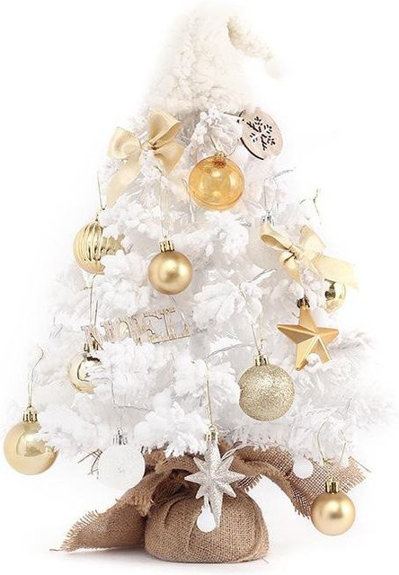 Beflockter Mini-Weihnachtsbaum von Yiran Furniture in Weiß, 50 cm Höhe für die Tischdekoration - Bild 1