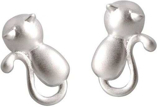 Ohrringe Katze, Silber, Messing, Damen - Bild 1