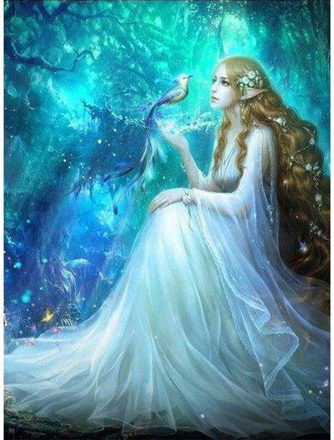 FIYO Diamond Painting Kreuzstich-Set, Blaues Schönheitsmädchen-Bild, Fantasy - Bild 1