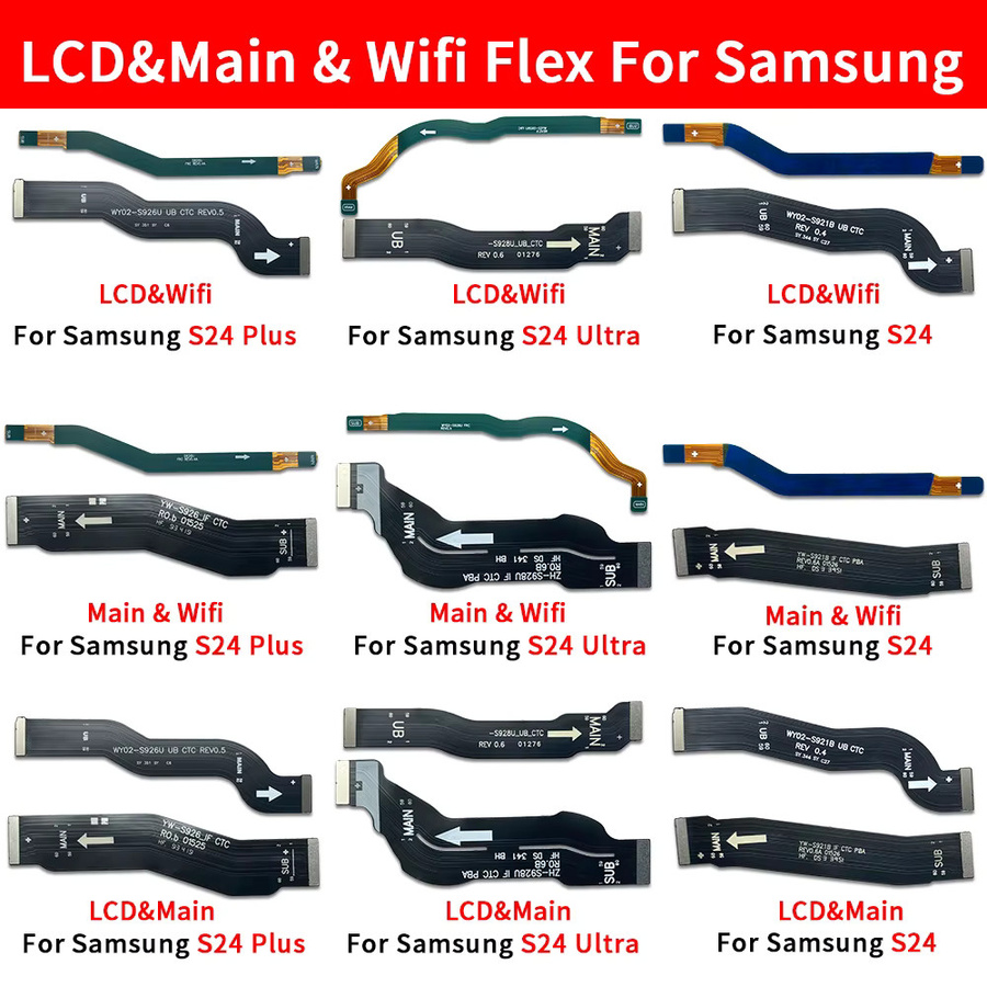 50 Stück Samsung S24 S24 Plus S24 Ultra Ersatzteil Set: FPC LCD Display Verbindung, Wi-Fi Signal Antenne und USB Mainboard Flex Kabel Band in Schwarz - Bild 5