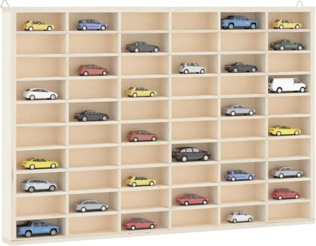 Vidaxl Hängevitrine aus Holz in Braun Natur mit 60 Fächern, B: 60 cm, T: 4,5 cm, H: 40,5 cm - Bild 1