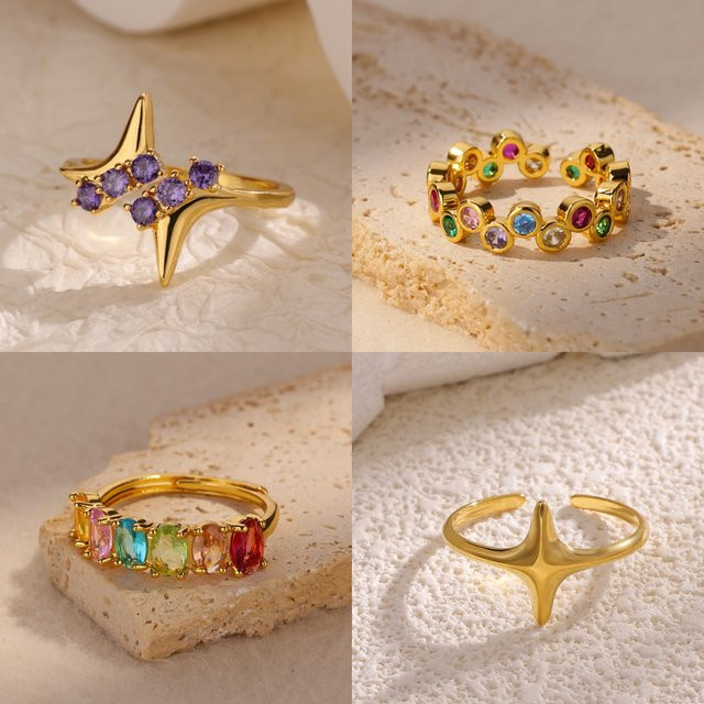 HPTOTMG Ring, 18K vergoldet, Zirkonia, Damen - Bild 1