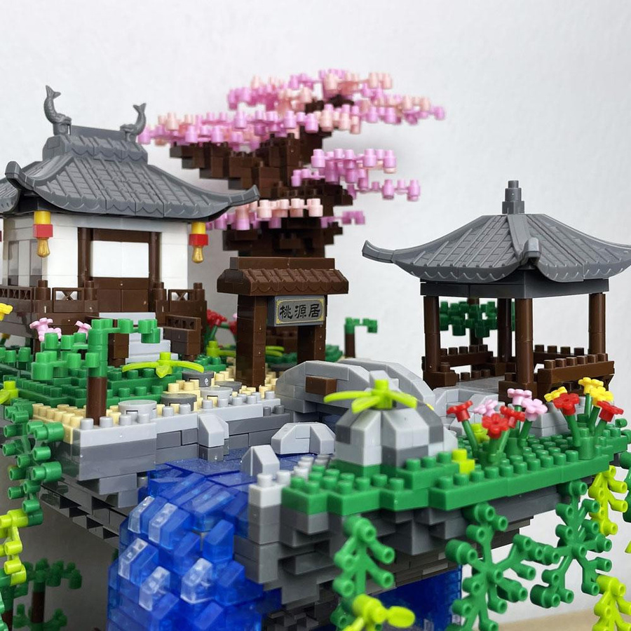 Linyi toy Ziegel-Sammlungs-Set chinesische Landschaft mit LED - Bild 3