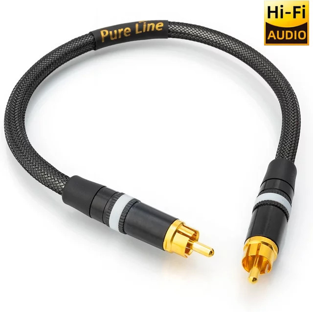 Pureline HIFI 75Ohm Digitales Koaxial RCA Audio Kabel mit silberüberzogenen OCC-Leitern und Dual-Abschirmung in Schwarz und Silber für TV, SPDIF, Lautsprecher, Verstärker und DAC - Bild 1