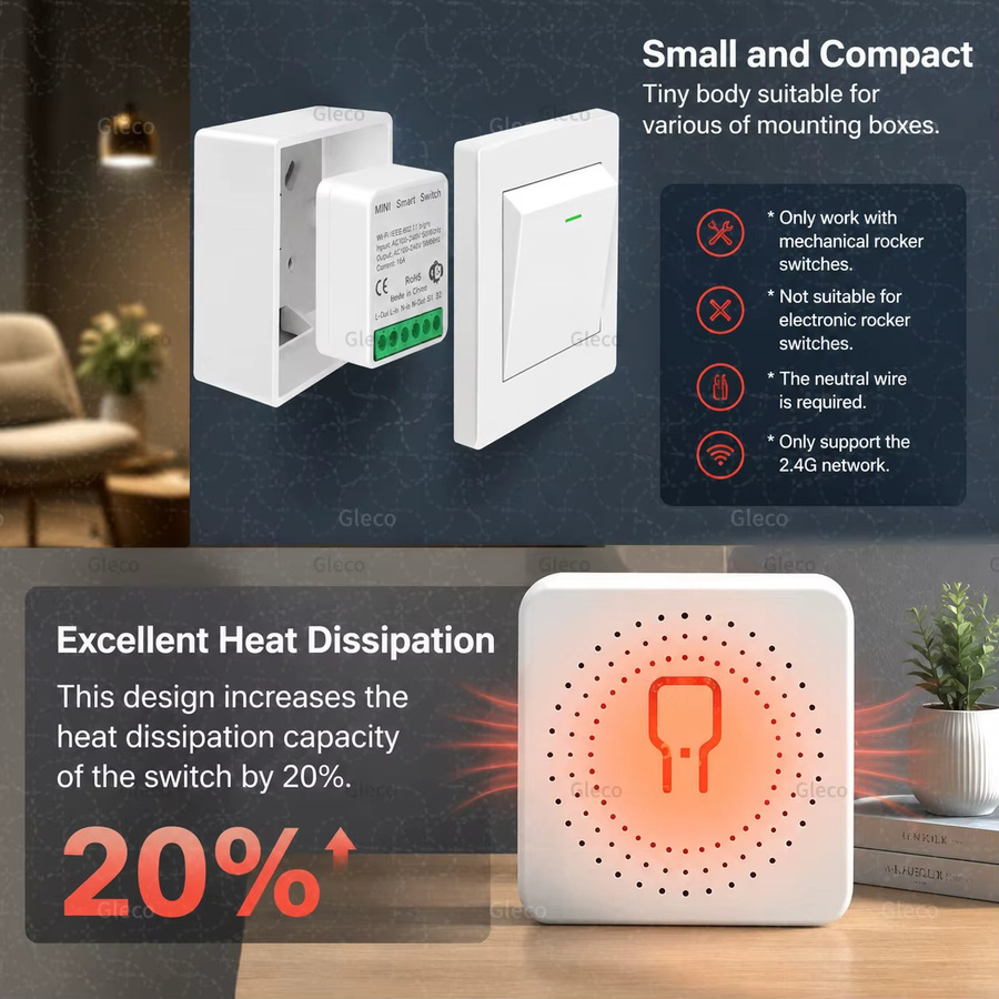 TUYA Zigbee 3.0 Smart Relais-Schalter 1/2-Kanal 16A Mini-Lichtschaltermodul in Weiß, kompatibel mit Alexa und Google Assistant (Zigbee Hub erforderlich) - Bild 2