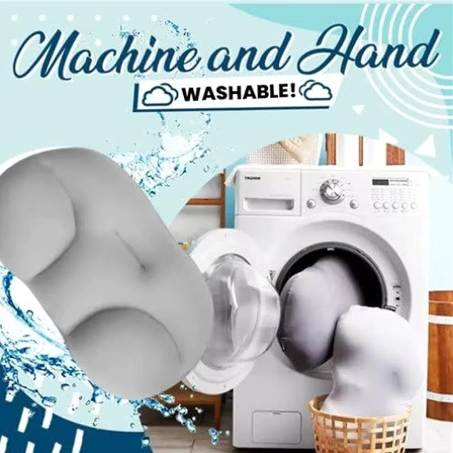 Ergonomisches STAWHO Wolkenkissen aus Memory-Schaum in eiförmiger Form, weiches 3D-Schlafkissen für Erwachsene in Grau und Weiß - Bild 6