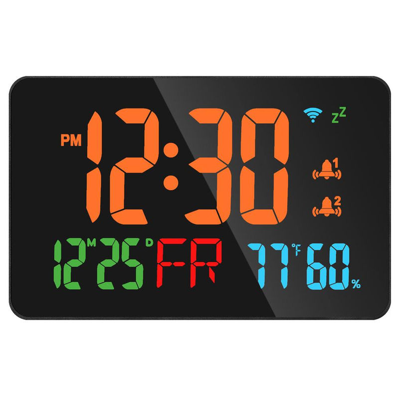 Tuya WiFi Desktop Uhr mit Kalender und intelligentem Thermometer Hygrometer, digitale LED-Anzeige, orange - Bild 2